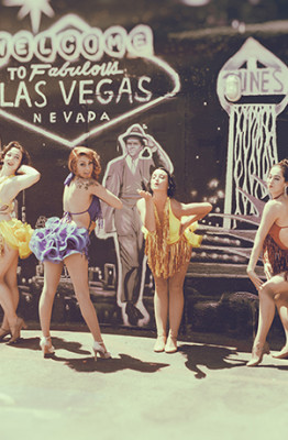Atomic Cherry Bombs at the 2016 Burlesque Hall of Fame pinup photo safari in Las Vegas.