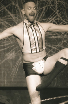 Ben Franklin performing at the New York Burlesque Festival 2015 Sunday night Golden Pasties awards show at Highline Ballroom.