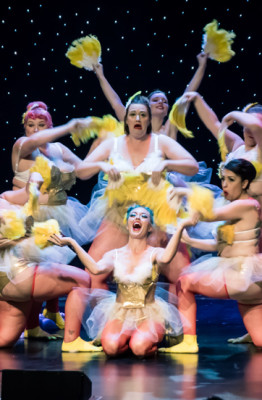 Screaming Chicken Burlesque Troupe performing their winning act at the 2016 Burlesque Hall of Fame Saturday night Miss Exotic World competition.